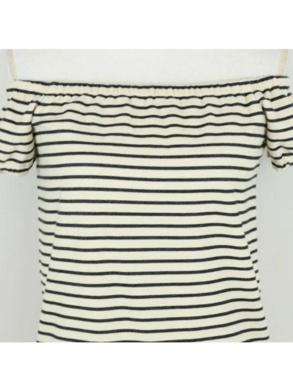 Madewell Melody Women's XXS Cream Black Striped Off The Shoulder Blouse